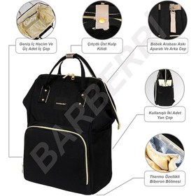 Resim Çok Amaçlı Anne Bebek Bakım Sırt Çantası Klasik Siyah Çok Renkli 