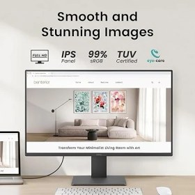 Resim GW2491 23,8" IPS Monitör 1920X1080 Çözünürlük 100Hz Yenileme Hızı Ev Ofis Kullanımı için 