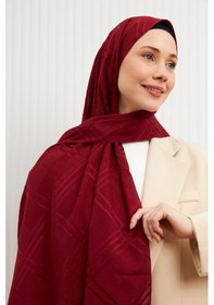 Resim Mirsoy Scarf Aura Desen Pamuk Jakar Şal Bordo 