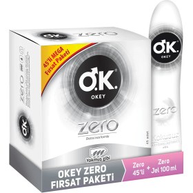 Resim Okey Zero 45'li Prezervatif Zero Jel 100 ml 