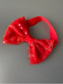 Resim quella atelier Kırmızı Pullu Bebek Bandanası Fiyonk Bebek Bandana Toka 