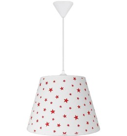 Resim Şenay Aydınlatma Çocuk Odası Konik Kumaş Avize Sarkıt-Beyaz Kırmı 