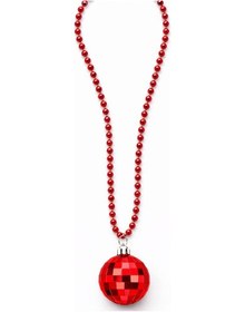Resim Retro Disko Topu Şekilli 80&amp 39 Ler 90&amp 39 Lar Kırmızı Renk Plastik Kolye - Ayho-764264 