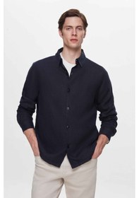 Resim Ds Damat Comfort Fit Lacivert Düz %100 Keten Gömlek Ceket 2hc04s2194850 Lacivert 