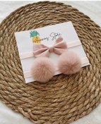 Resim Kız Bebek Peluş Ponpon/fiyonk Bandana Seti 