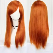 Resim Anime karakterlerinin saçlarını taklit eden yüksek sıcaklıkta ipek saçlı peruk, tatil partileri ve Halloween için 55.88 cm uzunluğunda düz saçlı peruk, müzik festivali için kullanılabilir. 