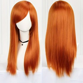 Resim Anime karakterlerinin saçlarını taklit eden yüksek sıcaklıkta ipek saçlı peruk, tatil partileri ve Halloween için 55.88 cm uzunluğunda düz saçlı peruk, müzik festivali için kullanılabilir. 