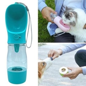 Resim BUFFER® Taşınabilir Mama Hazneli Evcil Hayvan Suluğu Seyahat Kabı Kilitlenebilen Su Sızdırmaz 380ML 