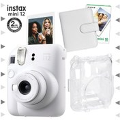 Resim Fujifilm Instax Mini 12 Fotoğraf Makinesi + 10'lu Film + Kare Albüm + Şeffaf Kılıf Seti Beyaz 