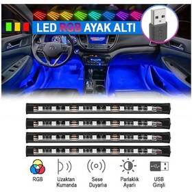 Resim Eraks Usb Girişli 12 Led Ayak Altı Led Sese Duyarlı Kumandalı 