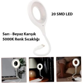 Resim Powermaster Portatif Akrobatik 20 Smd Ledli USB Gece Kitap Okuma Çalışma Lambası (Powerbank Uyumlu) 