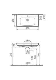 Resim Vitra S20 Etajerli Seramik Lavabo 85 CM. Beyaz 5523B003-0001 