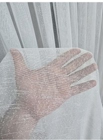 Resim Nokta Çizgi Desenli Şık Tül Perde Ekru 1 E 3 Pileli Et5003santuk 