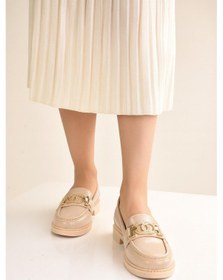 Resim Rugan Toka Detay Kadın Loafer Bej 