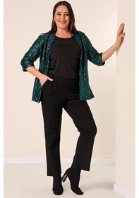 Resim By Saygı Beli Lastikli Yandan Cepli En Boy Likra Çımalı Büyük Beden Pantolon-35278-siyah Siyah 