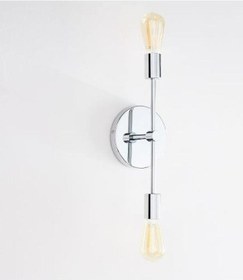 Resim Retro Modern Krom Dekoratif 2 Li Rustik Duvar Aplik Gümüş 
