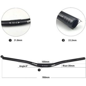 Resim Wake Alüminyum 31.8 780mm Riser Mtb Gidon Bisiklet Gidonu Siyah 