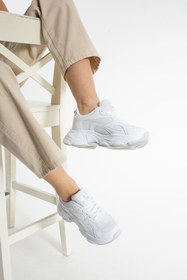 Resim Getcho Nagen Beyaz Kadın Spor Ayakkabı Fileli Yüksek Taban Günlük Yürüyüş Için Rahat Nefes Alabilir Sneaker 