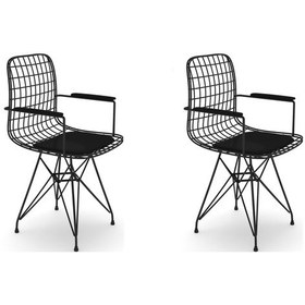 Resim Knsz kafes tel sandalyesi 2 li mazlum syhsyh kolçaklı ofis cafe b 