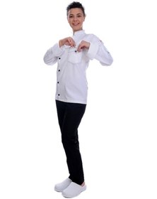 Resim Unisex Aşçı Ceket Harman Gabardin Beyaz 