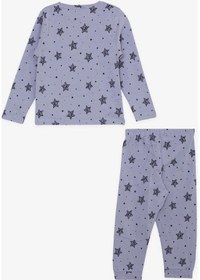 Resim Macawı Breeze Kız Çocuk Pijama Takımı Yıldız Desenli 1.5-5 Yaş, Lila-lila Lila 