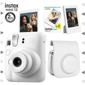 Resim Fujifilm Instax Mini 12 Fotoğraf Makinesi + 20'li Film + Çerçeve + Deri Kılıf Seti Beyaz 