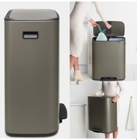 Resim Brabantia Çöp Kutusu İki Bölmeli 30+30 Lt Bo Pedal Bin Platinium 