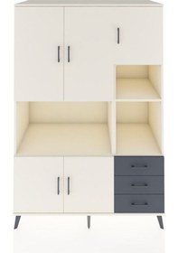 Resim Kronos Dolap 9 Raflı 3 Çekmeceli 5 Kapaklı 132x59x195 Aytaşı-aytaşı/antrasit Aytası/antrasıt 