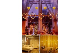 Resim Trendpoint Kalp Perde LED Işık Animasyonlu Eklenebilir Fişli 