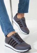 Resim BOUIS Erkek Füme Siyah Çizgili Casual Rahat Yumuşak Tabanlı Konforlu Bağcıklı Sneaker Spor Ayakkabı 