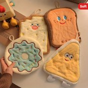 Resim 4'lü Paket 3 Katmanlı Kalın Coral Fleece El Havlusu - Süper Emici Hızlı Kuruyan Banyo & Mutfak Havluları (Ekmek Dilimleri, Donut, Pizza, Pasta) ve Asma İpleri ile Kolay Asma, Banyo İçin El Havluları, Modern Tasarım, Yumuşak Kumaş, Eğlenceli Desenler, Ev Dekoru, Hediye Fikirleri 