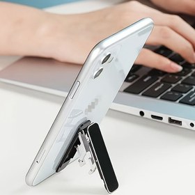 Resim 1 adet Mini Katlanabilir Arka Klips Standı, Çok Fonksiyonlu Tembel Kişiler Taşınabilir Yapışkan Telefon Tutucu - Su Geçirmez Plastik, Video İzleme ve Klavye Yazma için İdeal, Dizüstü Bilgisayar Standı | Modern Telefon Tutucu | Dayanıklı Plastik Stand 