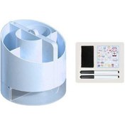 Resim Besthome1 6'lı Bölmeli Çok Amaçlı Kalemlik - Yazı Tahtası, Ayna, Telefon Standı, 2 Kalem, Temizlik Bezi Mavi Mavi 