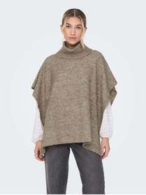Resim Only Oversize Bohem Kaşmir Yaka Kadın Panço - Minimalist Tarz - Camel / STD 