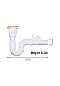 Resim Körüklü Lavabo Sifonu Tahliyeli Krom 