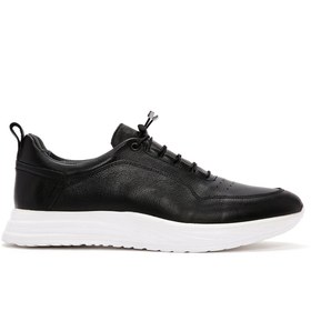 Resim Men's Black Lace-up Leather Sneaker 