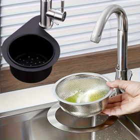 Resim 1 adet Kuğu Lavabo Filtre Sepeti, Paslanmaz Çelik Kuğu Lavabo Filtre Sepeti, Son Model Siyah & Beyaz Köşe Lavabo Süzgeci, Mutfak Musluk Askı Çöp Filtre Sepeti 