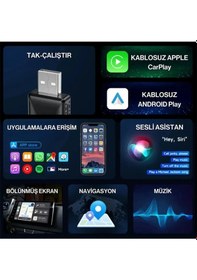 Resim Kablosuz Carplay & Android Auto Adaptörü - Ve Android Cihazlar İçin Evrensel Wireless Carplay Çevirici 
