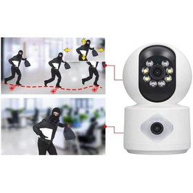 Resim Yeni Nesil Çift Kameralı Biri Sabit Biri HarekQASUL Yeni Nesil Çift Kameralı Biri Sabit Biri Hareketli Güvenlik Kamerası Çift Lens 2MP Güvenlikkamerası 