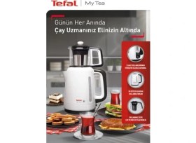 Resim Tefal Çay Makinesi Cam Demlikli Çaycı Beyaz 