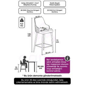 Resim Canisa Enox Serisi 6 Adet Krem Sandalye Mutfak Bar Sandalyesi Babyface Kumaş Beyaz Metal Ayak Sandalyeler Krem Ayaklar Beyaz 