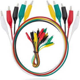 Resim Storemax 10’lu Krokodil Test Kablosu Seti, Renkli Timsah Kelepçeli Multimetre Bağlantı Kabloları, Çıkarılabilir, Pvc Kaplama, Elektronik Devre Testi, Multimetre, Motor ve Pil Bağlantısı Için 0,5 Metre 