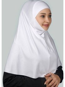 Resim Altobeh Hazır Türban Peçeli Pratik Eşarp Tesettür Nikaplı Hijab - Namaz Örtüsü Sufle (XL) - Beyaz 
