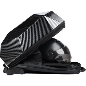 Resim Buldug Motosiklet Kask Bölmeli LED Ekranlı Sert Kabuk Sırt Çantası-48×29×23cm-ABS, Su İtici, Genişleyebilir 