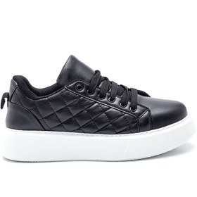 Resim Kadın Sİyah Kalın Tabanlı Kapitone Sneaker 