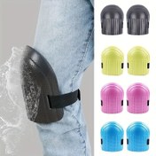Resim 2'li Paket Ayarlanabilir Kayışlı Konfor Köpük Dizlikler - Mavi ve Siyah, Zemin Temizliği, Spor & Montaj Projeleri için Uygun Ergonomik Tasarım, Yapışkan Tabanlı Dayanıklı Destek 