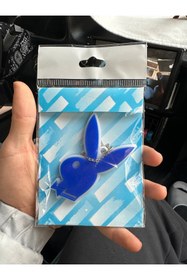 Resim KARA AUTO Mavi Playboy Tavşan Ayna Süsü Zincirli Kabartma 