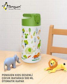 Resim Penguen 500ML Çocuk Su Matarası | Paslanmaz Çelik | Pipetli | BPA Free | Sızdırmaz Kapaklı 