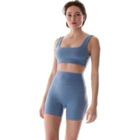 Resim Penti LYCRA Mavi Cream Hafif Destek Kare Yaka Çıkarılabilir Pedli Spor Sütyeni 
