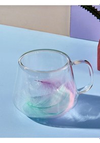 Resim Perotti Duble Feather Çift Çidarlı Renkli Ve Tüy Desen Detaylı Bardak Kupa 200 Ml Çok Renkli 